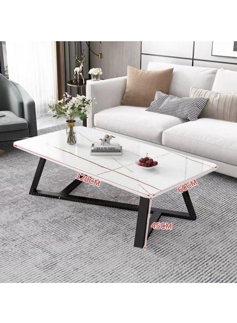 إكسبرت طاولة قهوة بتصميم مودرن طاولة قهوة كبيرة مستطيلة لغرفة المعيشة متعددة الاستخدامات بإطار معدني أسود EI - 203 - Image 5